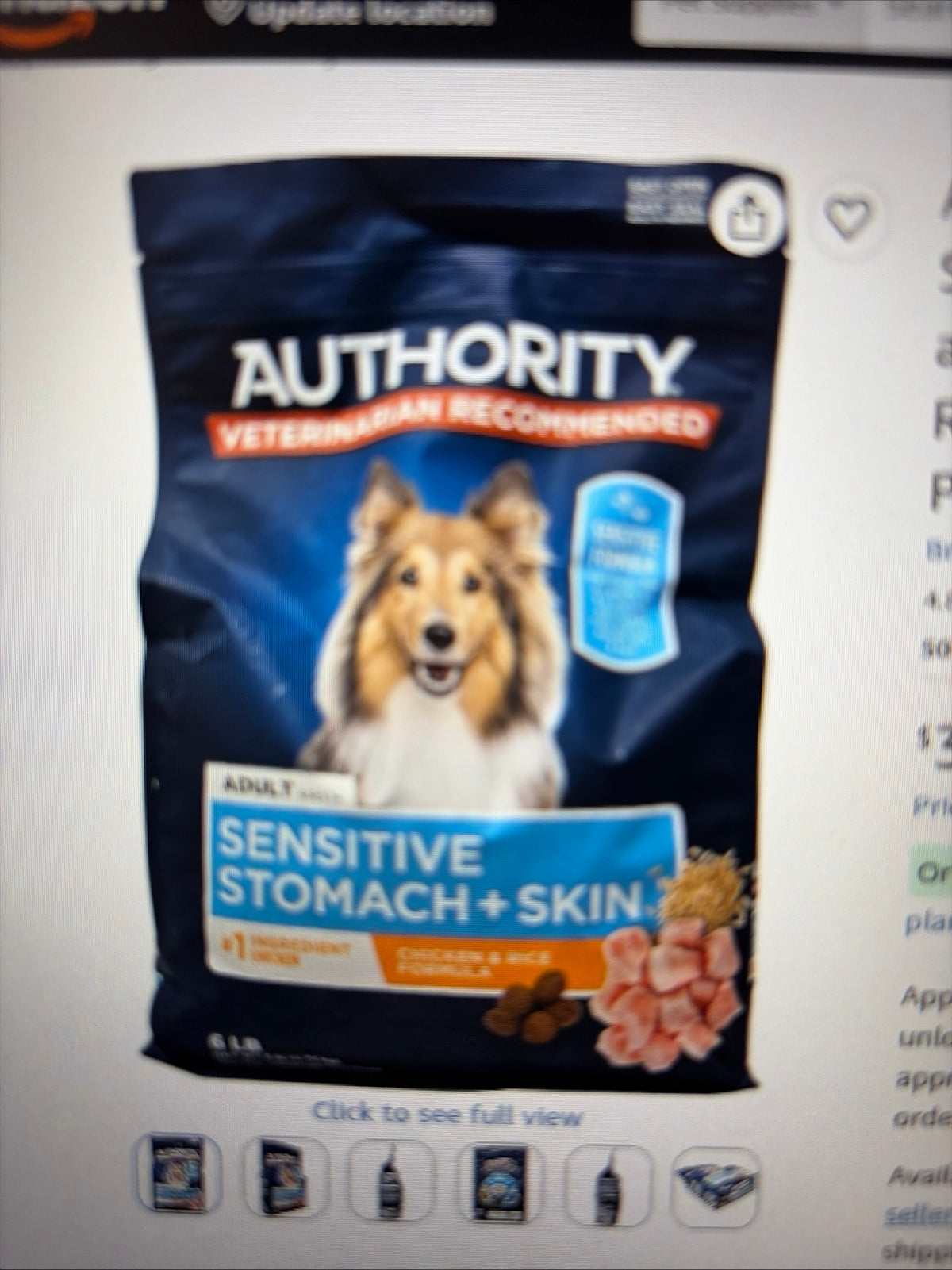 Authority Adult Sensitive Stomach and Skin Chicken and Rice Dry Dog Food, 6 Poun